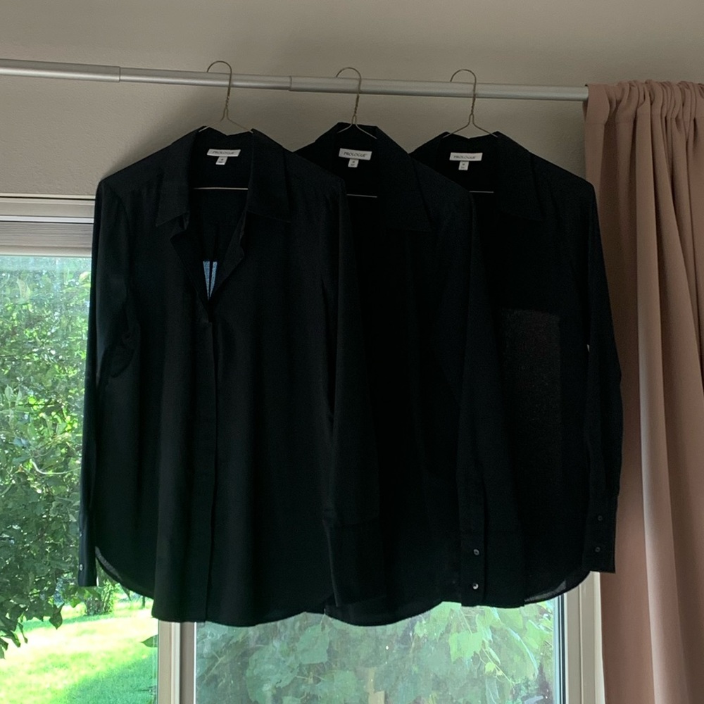 3 Black Collared Button-Down Shirts - image 1